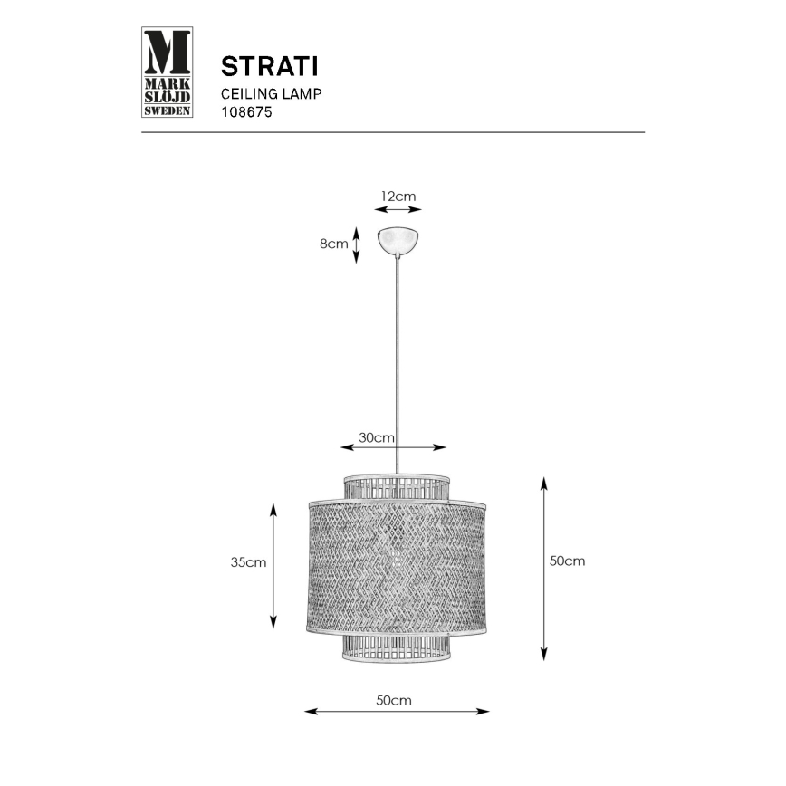Markslöjd 108675 - Hanglamp aan een koord STRATI 1xE27/40W/230V beige/bamboe