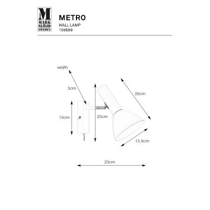 Markslöjd 108689 - Wandlamp METRO 1xE27/40W/230V wit