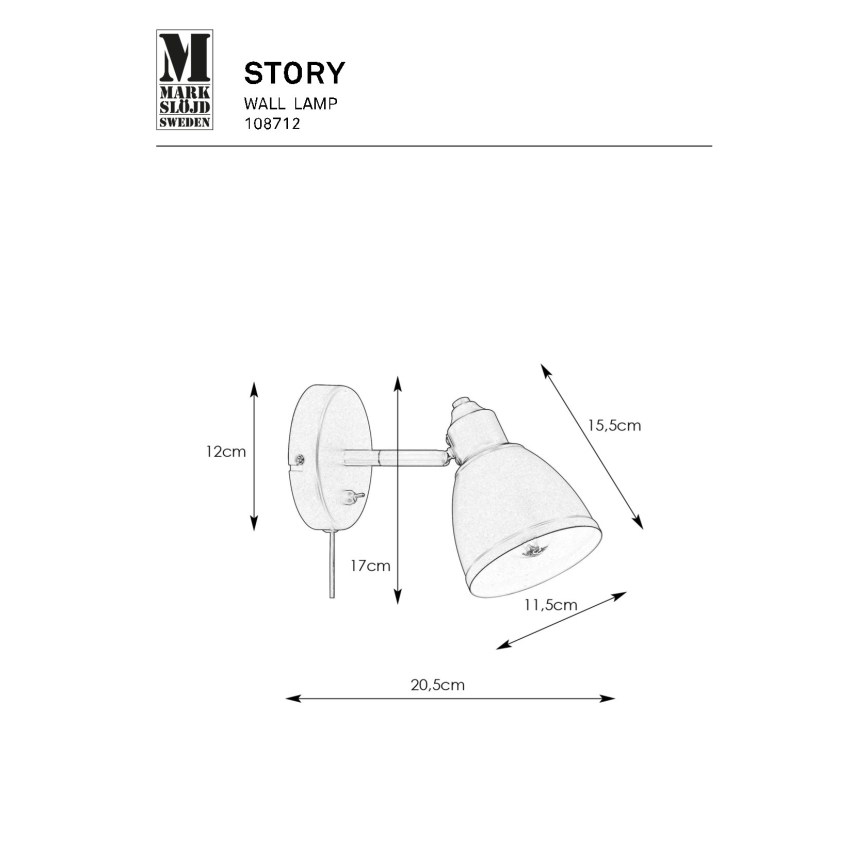 Markslöjd 108712 - Wandlamp STORY 1xE14/40W/230V zwart