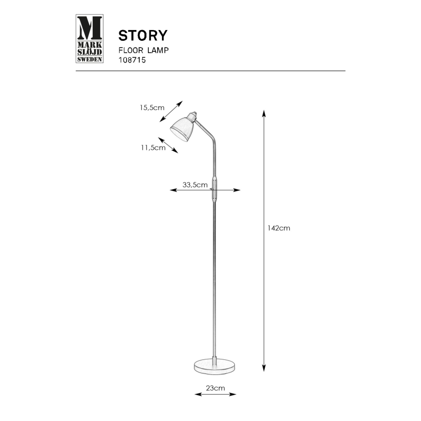 Markslöjd 108715 - Staande Lamp STORY 1xE14/40W/230V messing