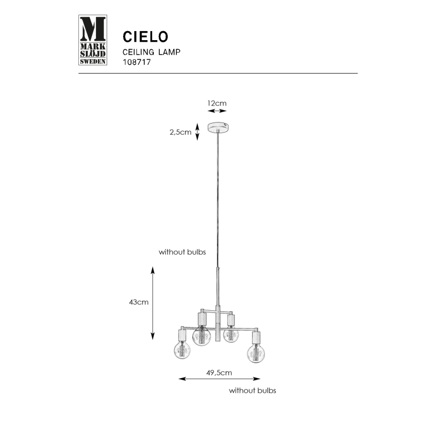 Markslöjd 108717 - Suspension filaire CIELO 6xE27/40W/230V noir