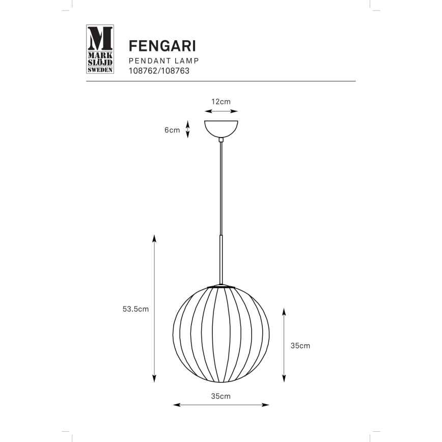 Markslöjd 108762 - Hanglamp aan een koord FENGARI 1xE14/40W/230V zwart