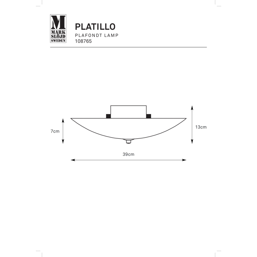 Markslöjd 108765 - Plafondlamp PLATILLO 2xE27/40W/230V diameter 39 cm