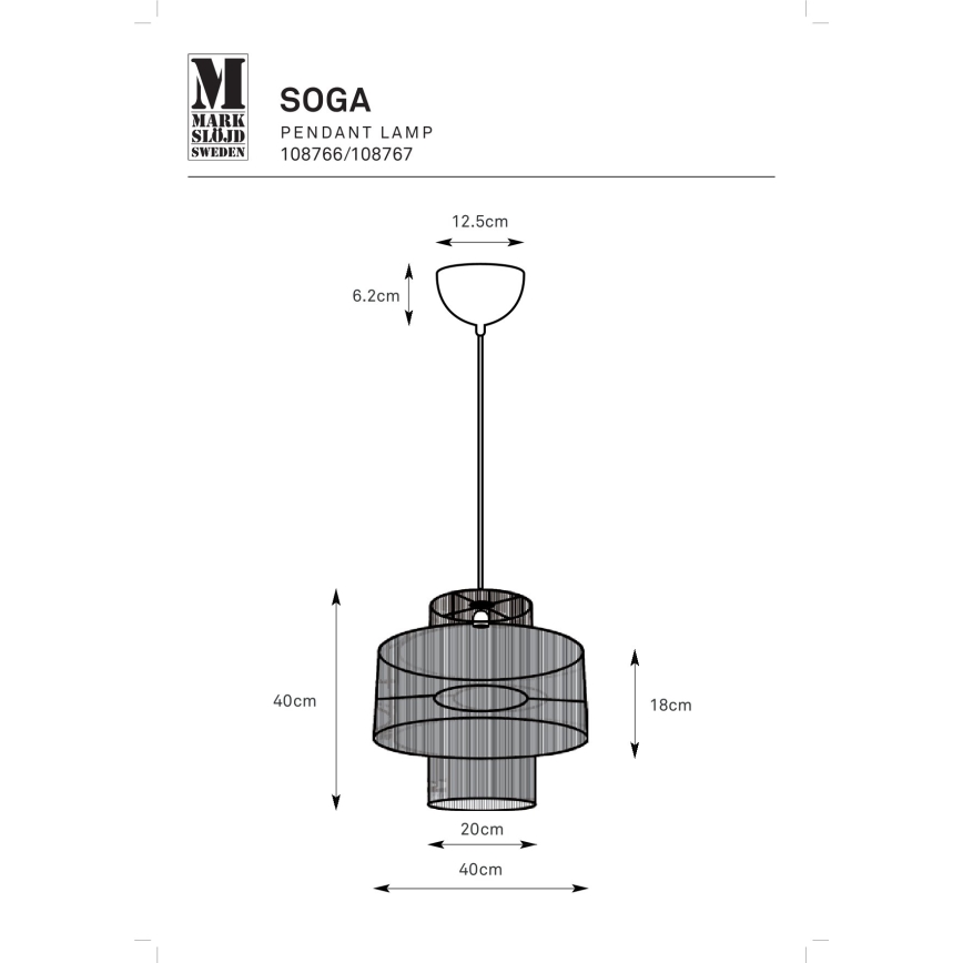 Markslöjd 108767 - Hanglamp aan een koord SOGA 1xE27/40W/230V goud