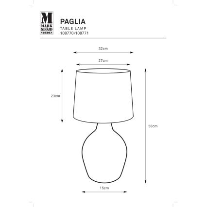 Markslöjd 108771 - Tafellamp PAGLIA 1xE27/40W/230V wit/rotan