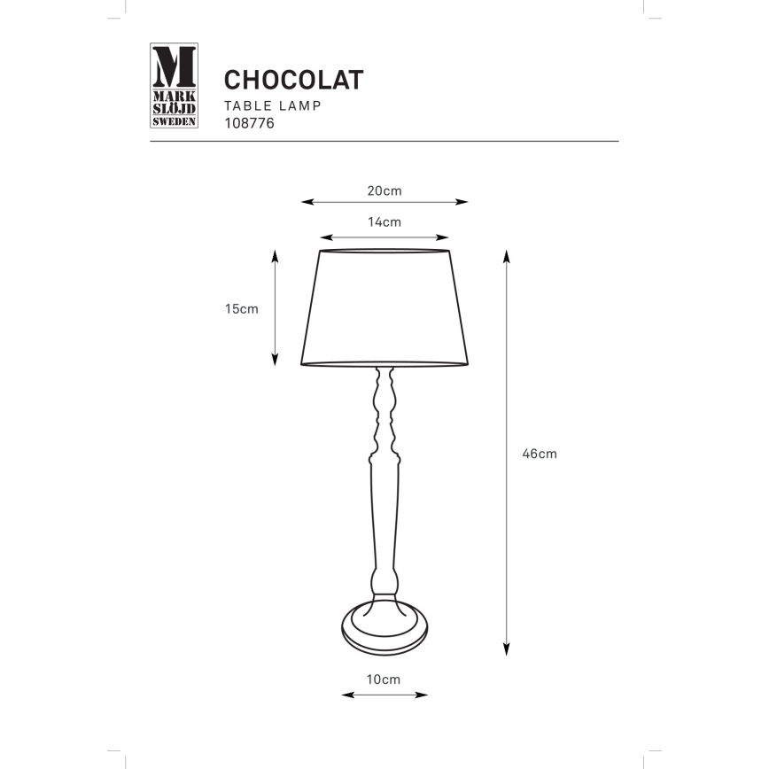 Markslöjd 108776 - Lampe de table CHOCOLAT 1xE27/40W/230V marron/beige