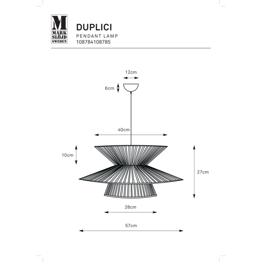 Markslöjd 108785 - Suspension filaire DUPLICI 1xE27/40W/230V beige/bambou