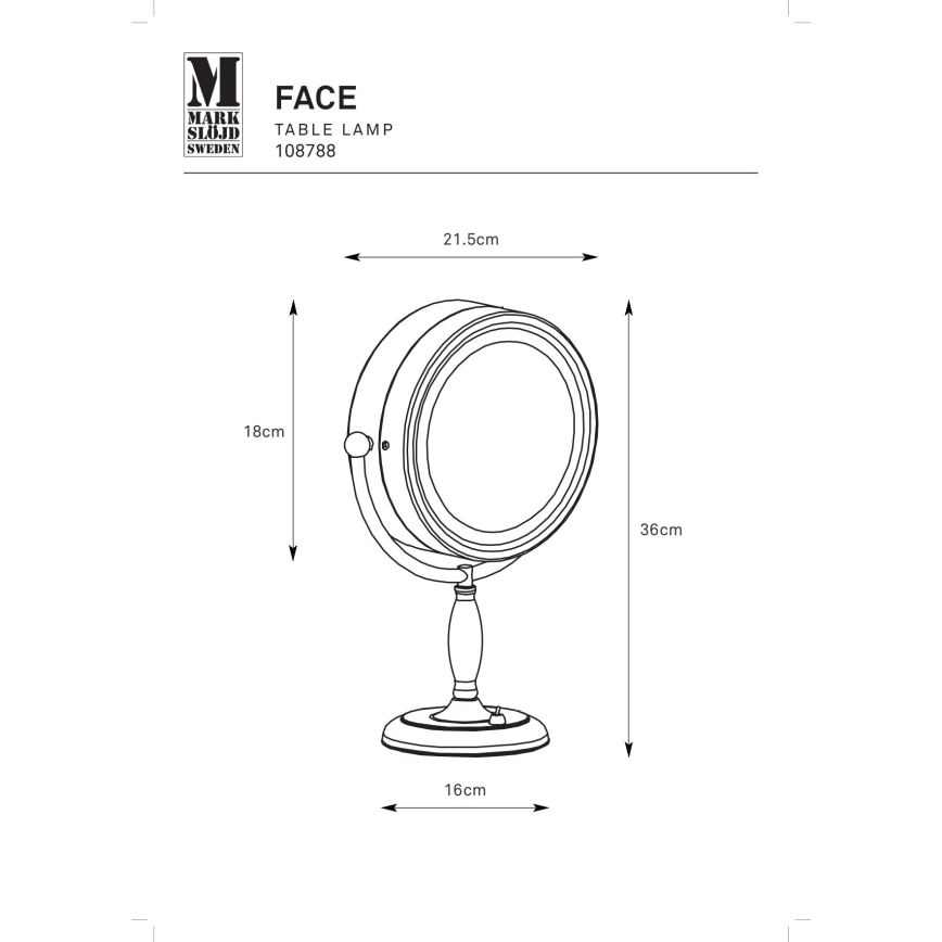 Markslöjd 108788 - Cosmetic spiegel FACE 1xE14/25W/230V
