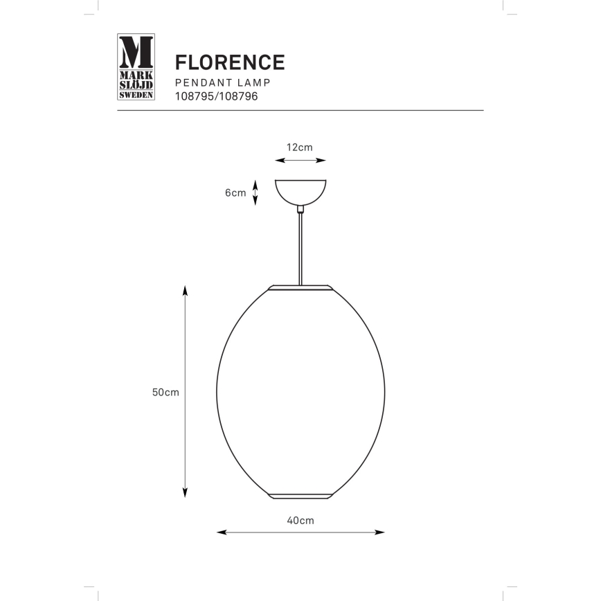 Markslöjd 108796 - Hanglamp aan een koord FLORENCE 1xE27/40W/230V wit