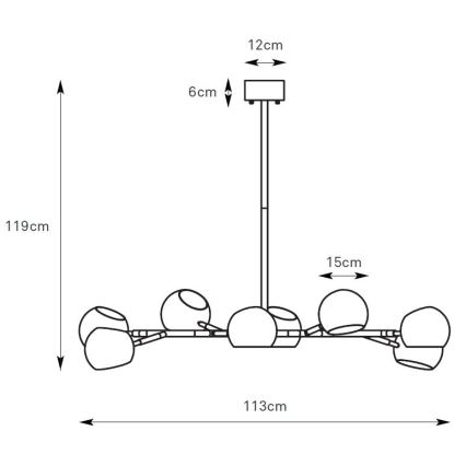 Markslöjd 108852 - Suspension-barre EDGAR 8xE14/40W/230V noir