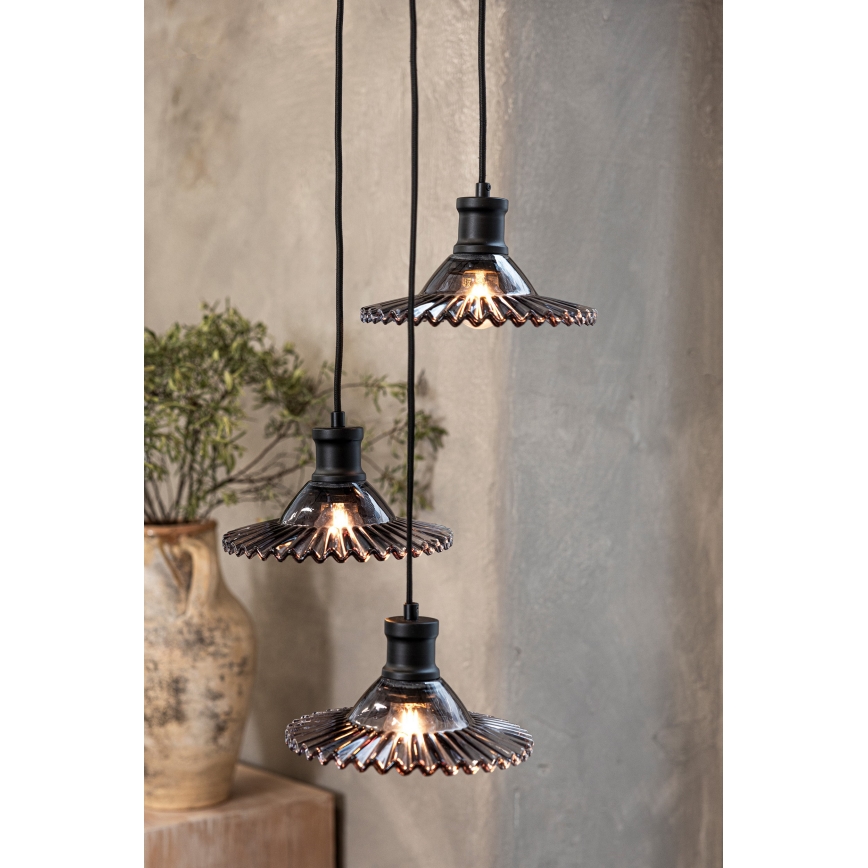 Markslöjd 108853 - Hanglamp aan een koord NOVIA 3xE27/40W/230V zwart/gerookt