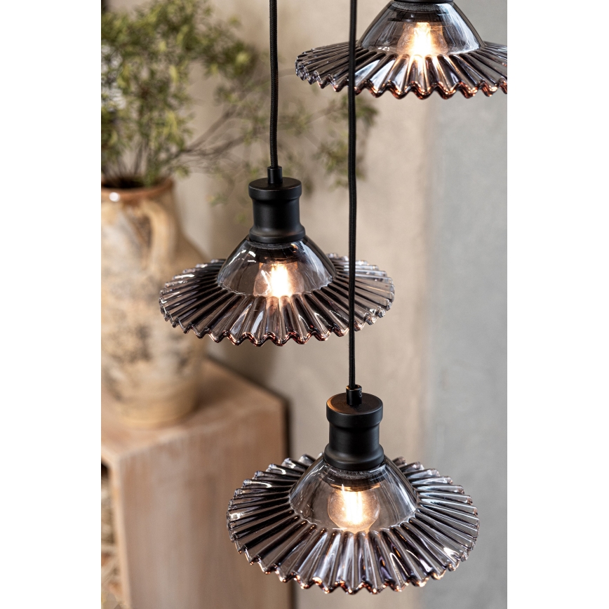 Markslöjd 108853 - Hanglamp aan een koord NOVIA 3xE27/40W/230V zwart/gerookt
