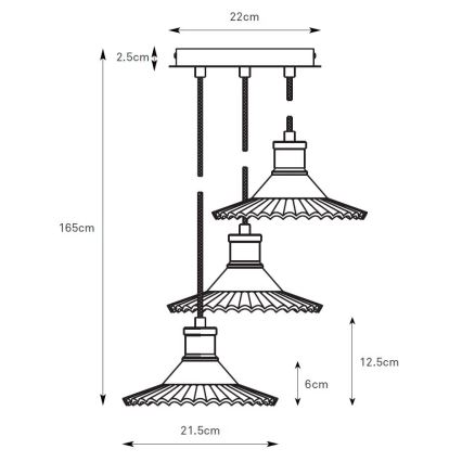 Markslöjd 108853 - Hanglamp aan een koord NOVIA 3xE27/40W/230V zwart/gerookt
