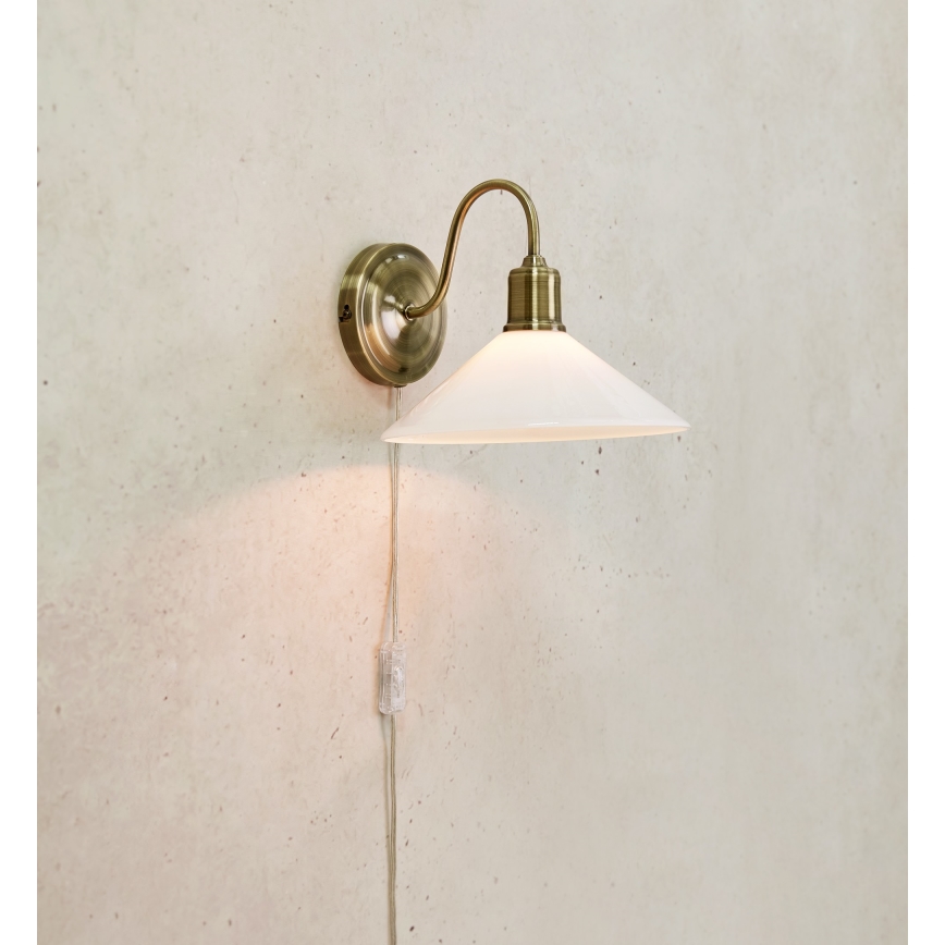 Markslöjd 108865 - Wandlamp VELA 1xE27/40W/230V messing/wit