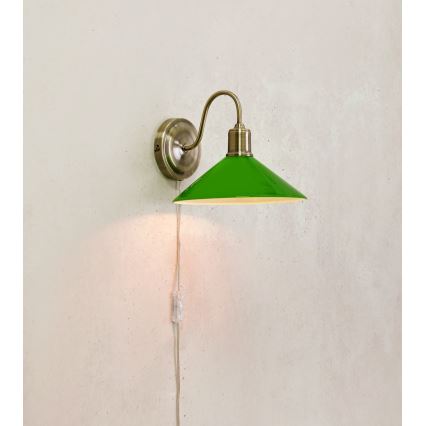 Markslöjd 108866 - Wandlamp VELA 1xE27/40W/230V messing/groen