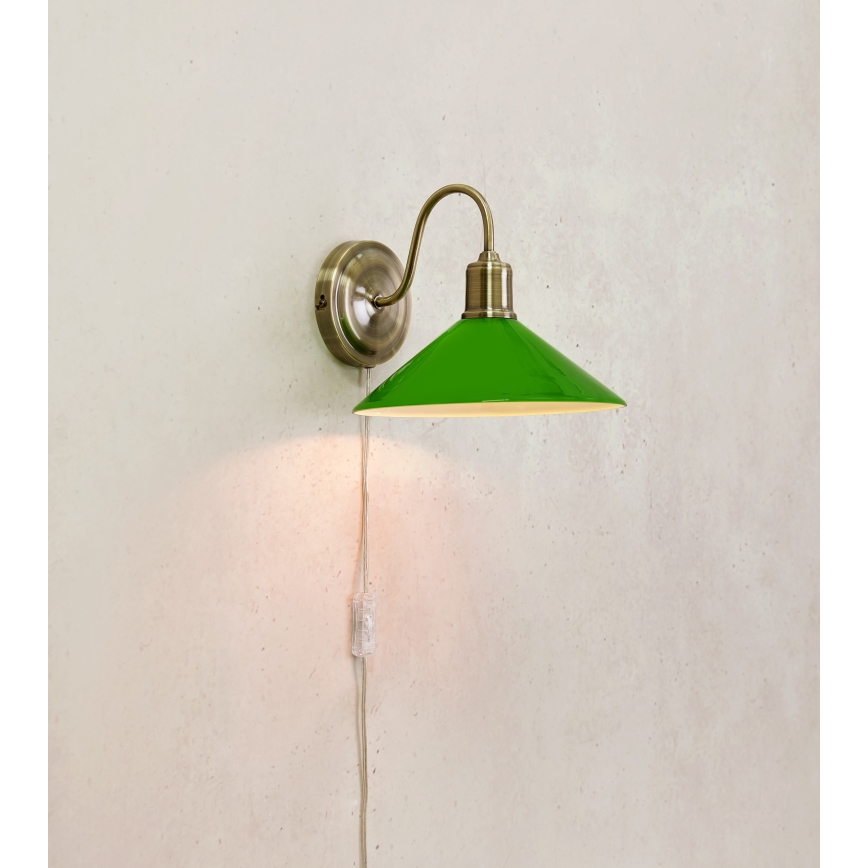 Markslöjd 108866 - Wandlamp VELA 1xE27/40W/230V messing/groen