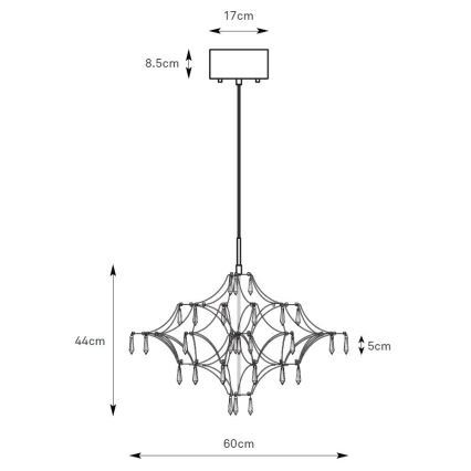 Markslöjd 108869 - Suspension filaire en cristal à intensité variable EFESOS LED/14W/230V d. 60 cm