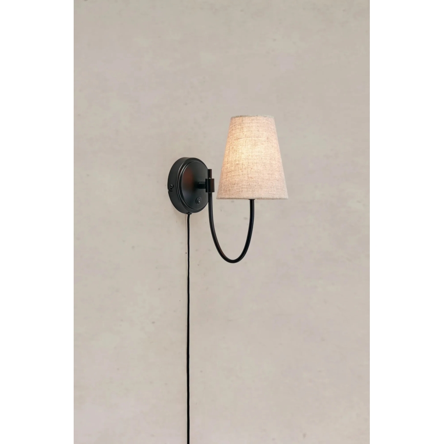 Markslöjd 108907 - Wandlamp AMAR 1xE14/40W/230V linnen/zwart