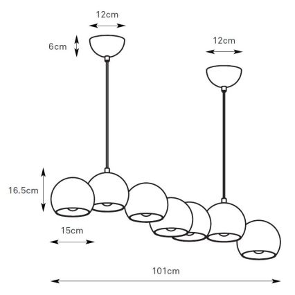 Markslöjd 108914 - Hanglamp met kabel CUPOLO 7xE14/40W/230V grijs