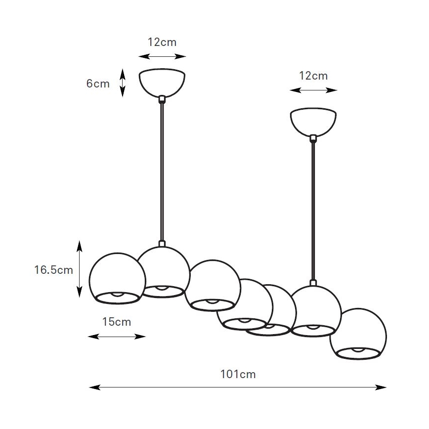 Markslöjd 108914 - Hanglamp met kabel CUPOLO 7xE14/40W/230V grijs