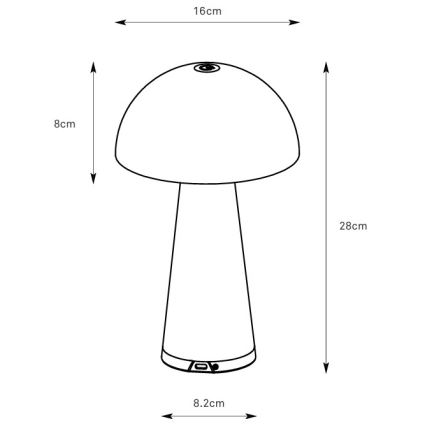 Markslöjd 108950 - Oplaadbare dimbare LED-tafellamp FUNGI LED/1,5W/5V 2000 mAh IP44 grijs