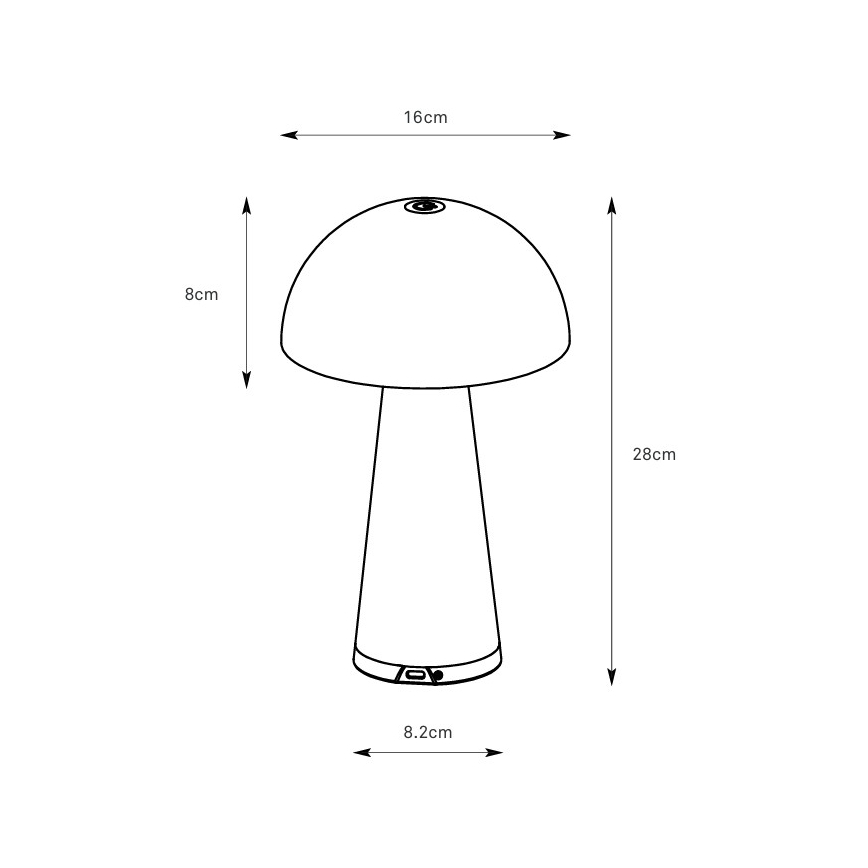 Markslöjd 108950 - Oplaadbare dimbare LED-tafellamp FUNGI LED/1,5W/5V 2000 mAh IP44 grijs