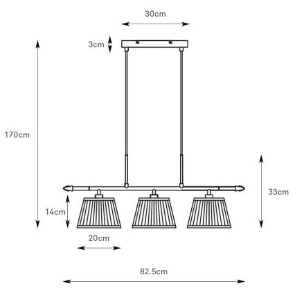 Markslöjd 108975 - Hanglamp aan kabel OXFORD 3xE14/40W/230V messing/wit