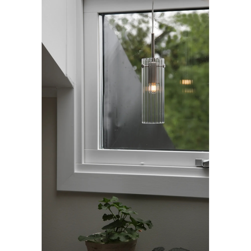 Markslöjd 109013 - Suspension à câble TIBIA 1xE14/40W/230V verre transparent/laiton