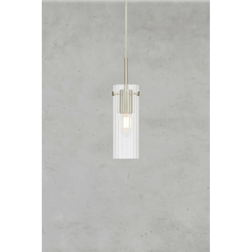 Markslöjd 109013 - Suspension à câble TIBIA 1xE14/40W/230V verre transparent/laiton