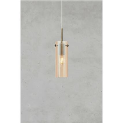 Markslöjd 109015 - Hanglamp aan snoer TIBIA 1xE14/40W/230V rookbeige/messing