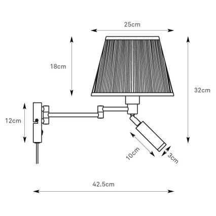 Markslöjd 109016 - LED-wandlamp PIVOT 1xE27/40W/230V + LED/4W crème/zwart