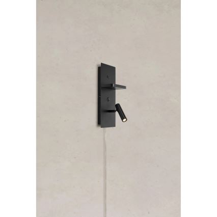 Markslöjd 109018 - LED-wandspot met plank en USB-poort CARICA LED/4W/230V zwart
