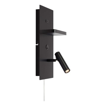 Markslöjd 109018 - LED-wandspot met plank en USB-poort CARICA LED/4W/230V zwart