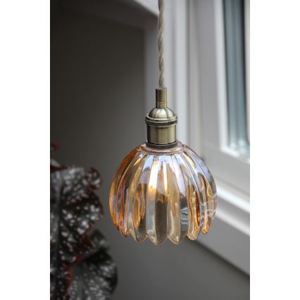 Markslöjd 109137 - Pendellamp met snoer GOTA 1xE14/40W/230V Ø 13 cm rookbeige/messing