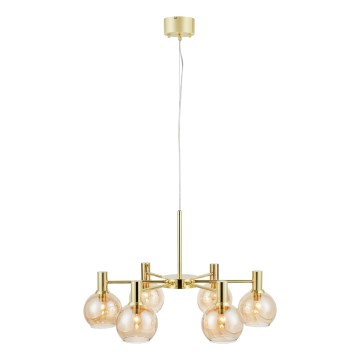 Markslöjd 109153 - Suspension sur câble AMBRA 6 x E14, 40 W max., 230 V, Ø 75 cm, doré / beige fumé