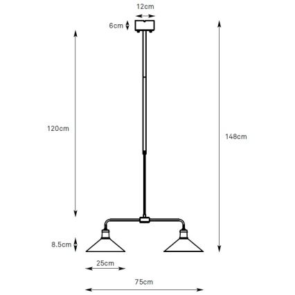 Markslöjd 109160 - Hanglamp VELA met stang 2xE27/60W/230V wit/messing