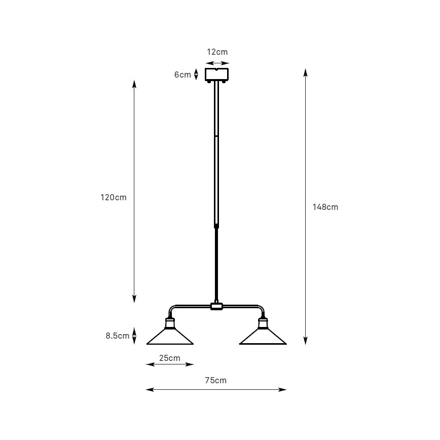 Markslöjd 109160 - Hanglamp VELA met stang 2xE27/60W/230V wit/messing