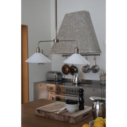 Markslöjd 109160 - Suspension sur tige VELA 2xE27/60W/230V blanc/laiton