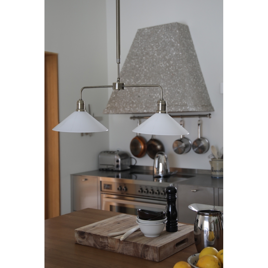 Markslöjd 109160 - Suspension sur tige VELA 2xE27/60W/230V blanc/laiton