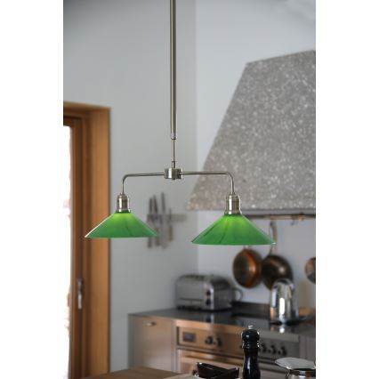 Markslöjd 109161 - Hanglamp met stang VELA 2xE27/60W/230V groen/messing