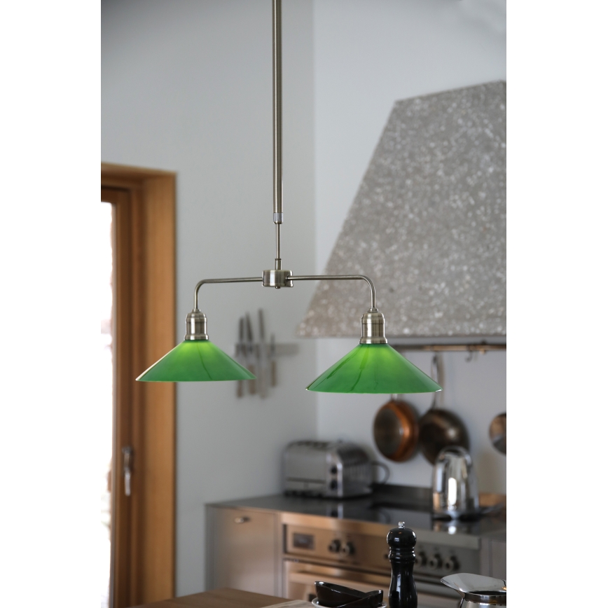Markslöjd 109161 - Suspension sur tige VELA 2xE27/60W/230V vert/laiton