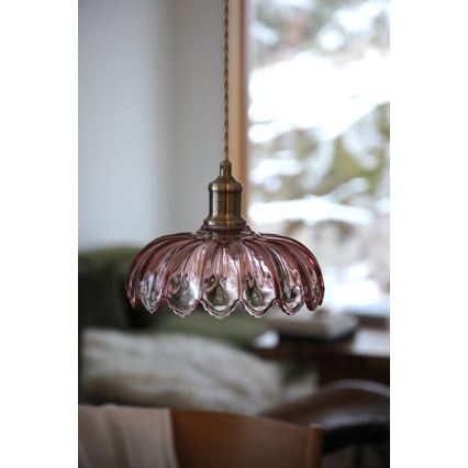 Markslöjd 109178 - Hanglamp aan kabel KURAGE 1xE27/40W/230V messing/rookroze