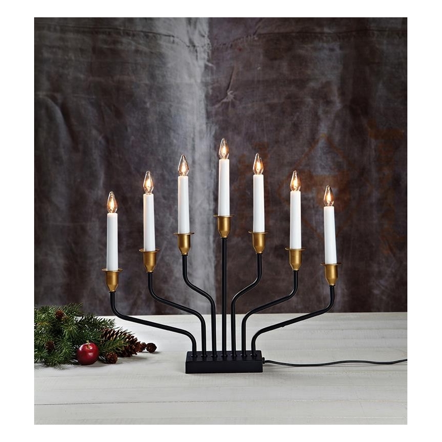 Markslöjd 703578 - Kerstkandelaar BROSA 7xE10/3W/230/34V zwart