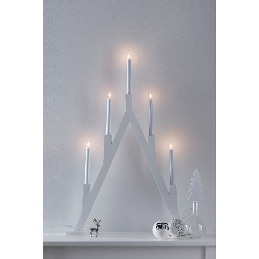 Markslöjd 703835 - Bougeoir de Noël BJURFORS 5xE10/3W/230V pin/blanc