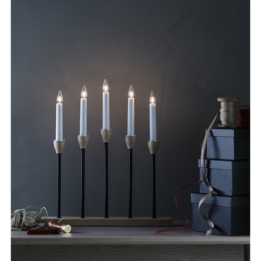 Markslöjd 704160 - Kerst Kandelaar met Kaars Lampen JOHANSFORS 5xE10/3W/230V