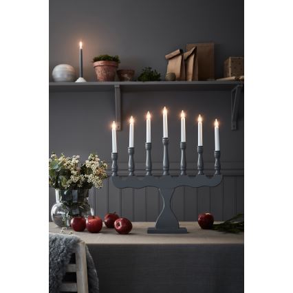 Markslöjd 705813 - Bougeoir de Noël électrique SVANEHOLM 7xE10/3W/230V pin/gris