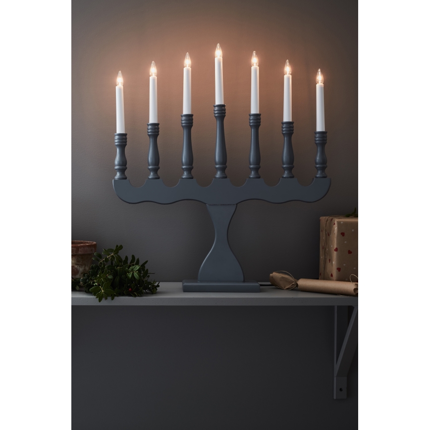 Markslöjd 705813 - Bougeoir de Noël électrique SVANEHOLM 7xE10/3W/230V pin/gris