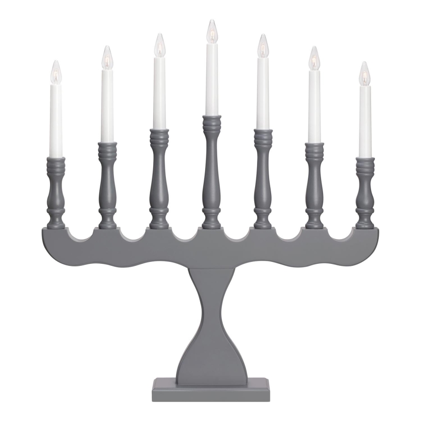 Markslöjd 705813 - Kerstkandelaar SVANEHOLM 7xE10/3W/230V grenen/grijs