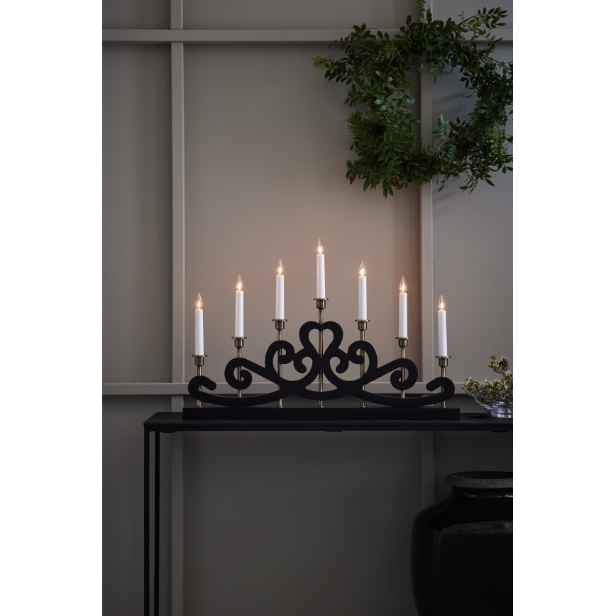 Markslöjd 705966 - Chandelier de Noël NIGHTFALL 7xE10/3W/230V noir/laiton