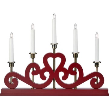 Markslöjd 706211 - Kerstkandelaar ENEBY 5xE10/3W/230V rood/messing